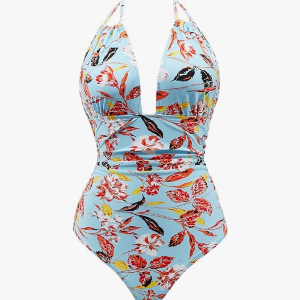 B2prity Women's One-Piece Swimwear Backless Tummy Control Monokini Large